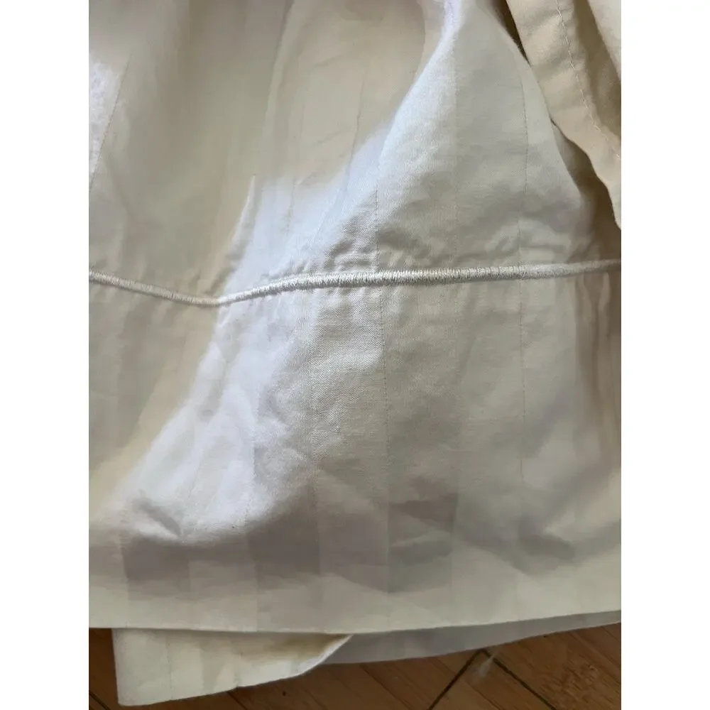 Wamsutta 100% Cotton Queen Flat Sheet Cream Damask Striped